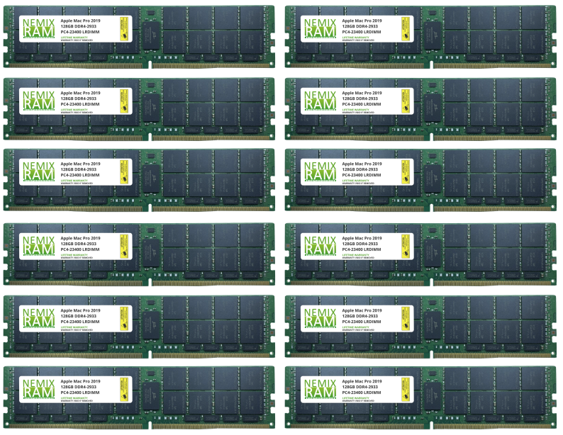 1.5TB 12x128GB DDR4-2933 PC4-23400 LRDIMM Memory for Apple Mac Pro